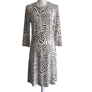 J McLaughlin Brown Cream Zebra Print Dress Medium